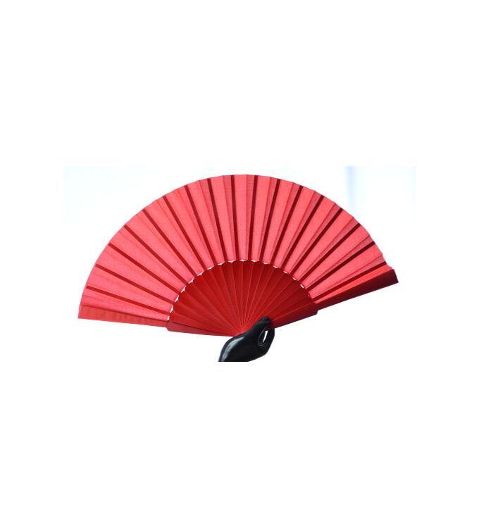 Flamenco Übungsfächer lackiert einfarbig, Tanzgröße 32 cm lang rot