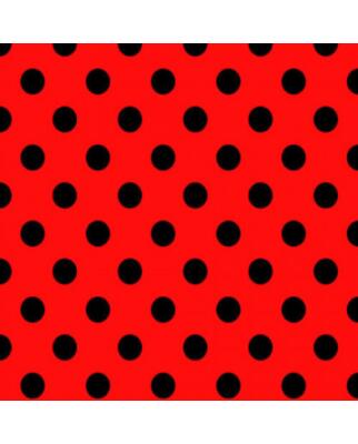 Polyesterjersey (Punto) rot mit schwarzen Punkten