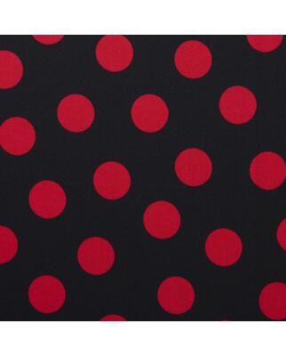 Polyesterjersey (Punto) schwarz mit roten Punkten