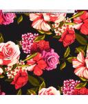 Koshibo-Crespon schwarz mit rot/fuchsia Blumen