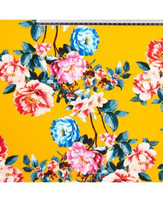 Koshibo-Crespon gelb mit Blumen Rest 1,7 m