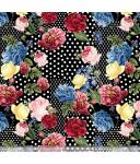 Koshibo-Crespon bunte Blumen mit Punkten Rest 1,2 m