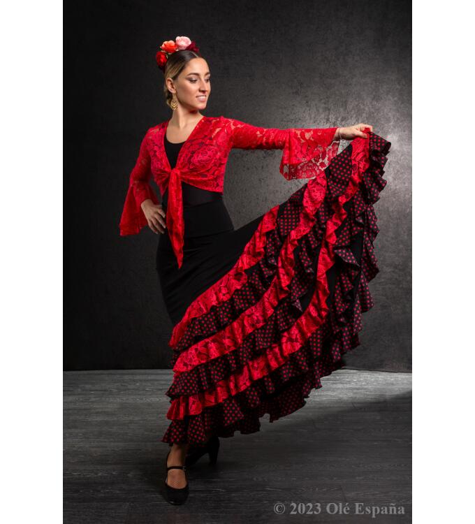 Falda flamenca con cinturilla estrecha o ancha y canesu, 144,90 €