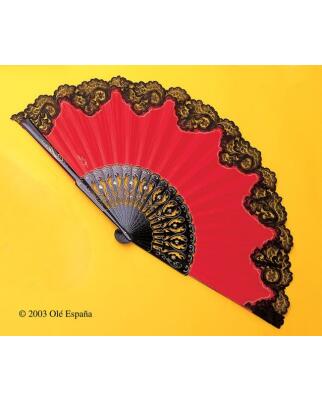 Flamenco Tanzfächer mit Spitzen, Tanzgröße 32 cm lang