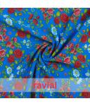 Koshibo-Crespon blau mit Blumen