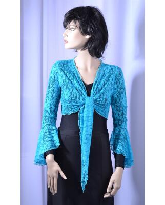 Wickelbluse B1832ES Einzelstück in Türkis Gr. MD