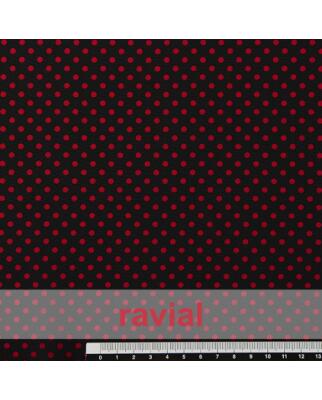 Koshibo-Crespon schwarz mit roten Punkten (4 mm)