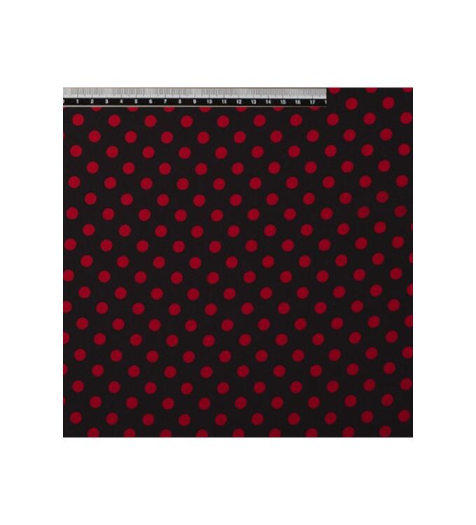 Drape crêpe fabric black with red dots (8 mm)