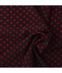 Drape crêpe fabric black with red dots (8 mm)