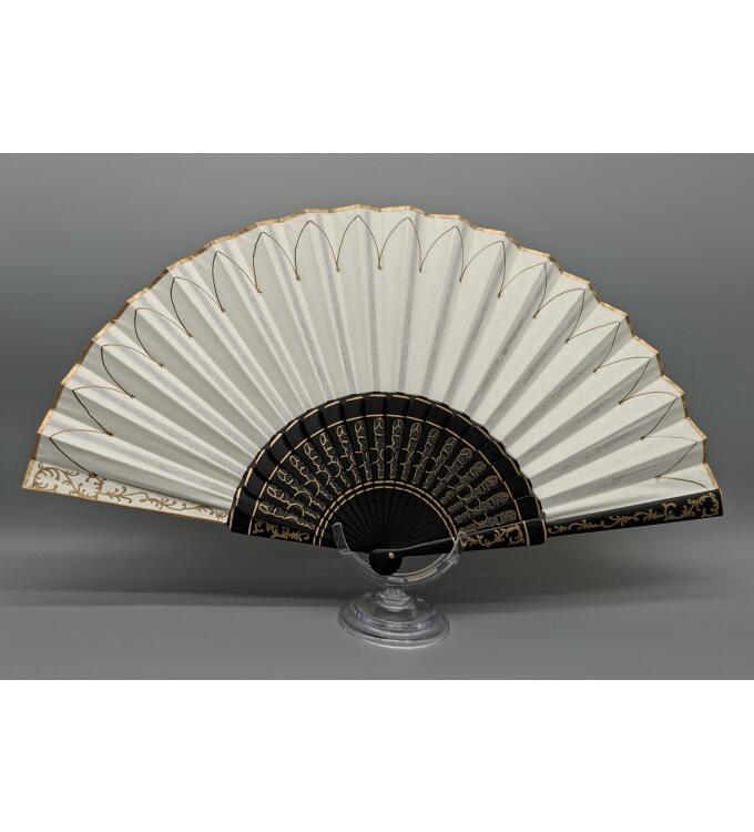 Abanico Pericón de Baile Flamenco Profesional 32 cm negro  marfil