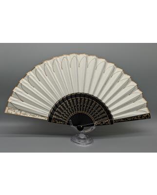 Abanico Pericón de Baile Flamenco Profesional 32 cm negro  marfil