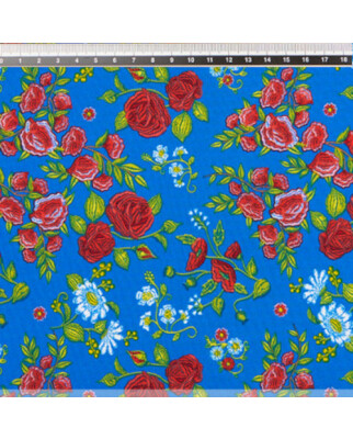 Koshibo-Crespon blue with Flowers