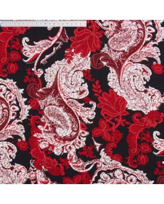 Koshibo-Crespon schwarz/rot paisley