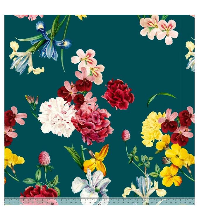 Koshibo-Crespon green with Flowers
