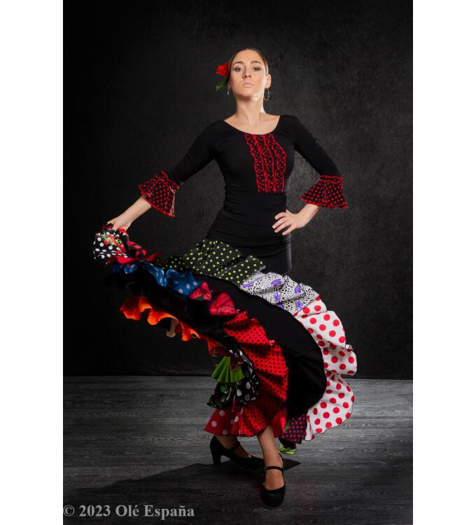 Vestido de baile flamenco de mujer, punto elástico , fabricación española.  -  España