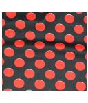 Polyesterjersey schwarz mit roten Punkten, Rest 4,5 m