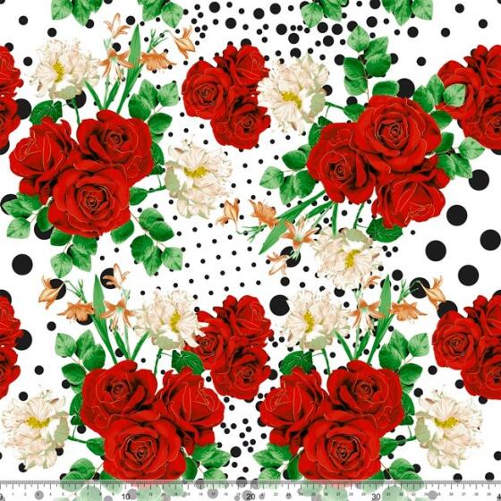 white/red roses with dots